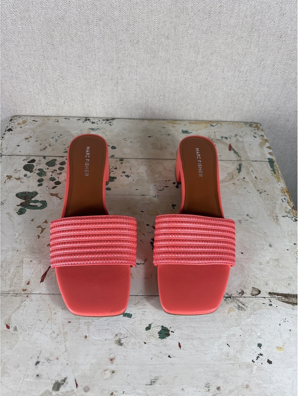 Marc Fisher > Salmon Open Toe Slip On Sandal 9